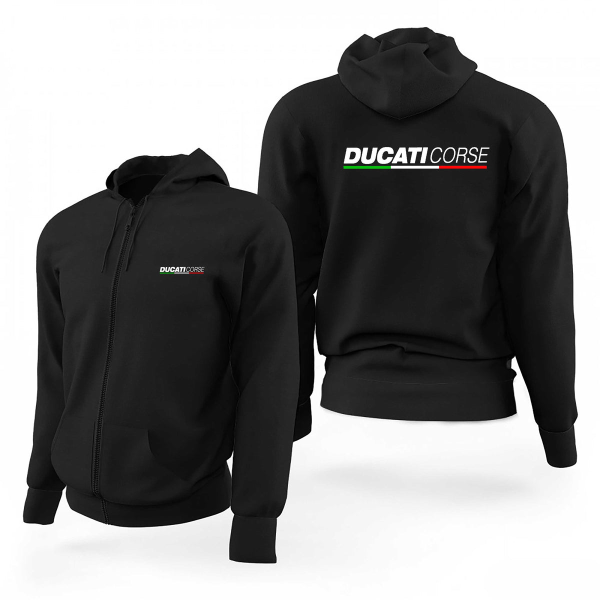 Ducati Corse Text Logo Siyah Fermuarlı Limited Edition Kapşonlu Sweatshirt