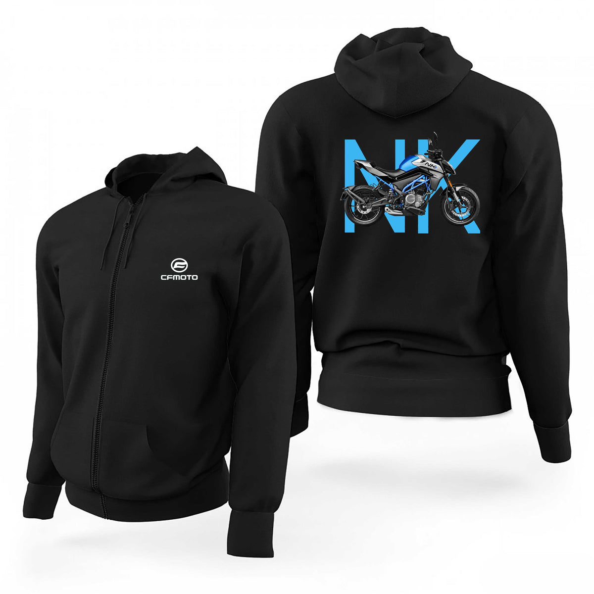 Cfmoto Nk250 Motorcycle Logo Siyah Fermuarlı Limited Edition Kapşonlu Sweatshirt