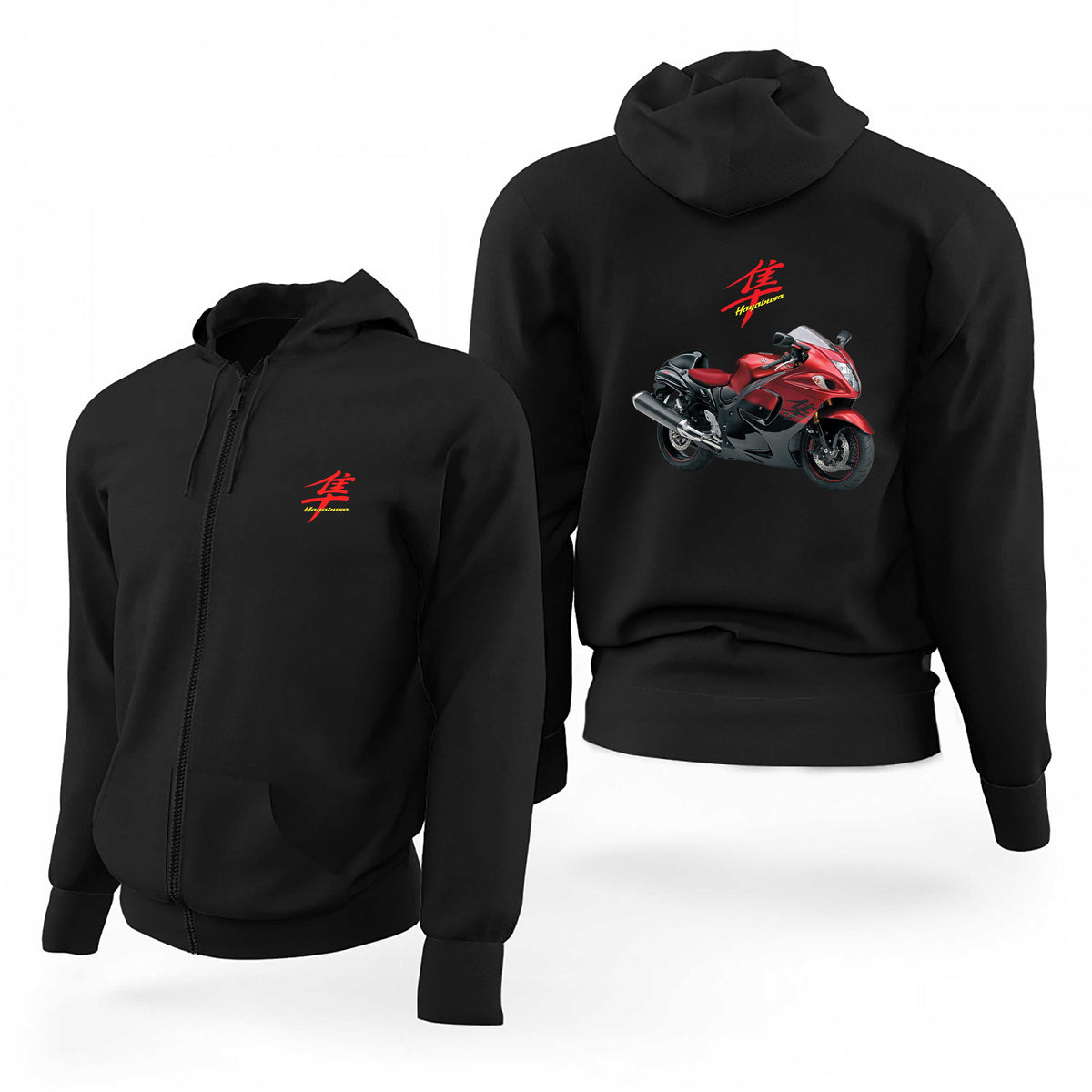 Hayabusa GSX R1300 Red Logo Siyah Fermuarlı Limited Edition Kapşonlu Sweatshirt