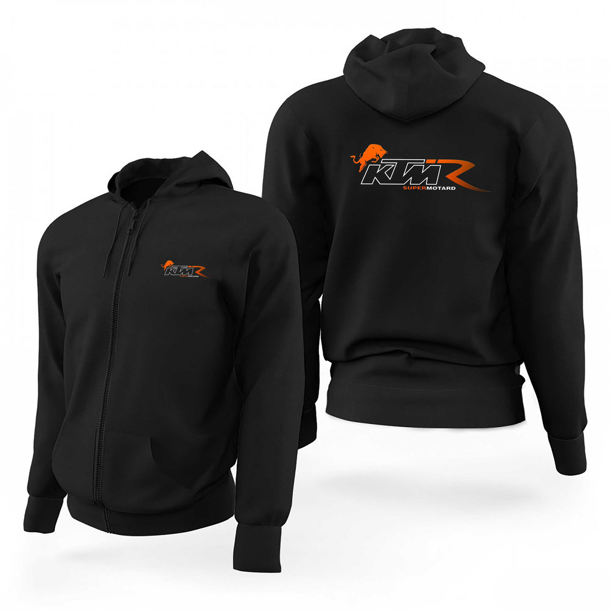 Ktm Supermotard Logo Siyah Fermuarlı Limited Edition Kapşonlu Sweatshirt