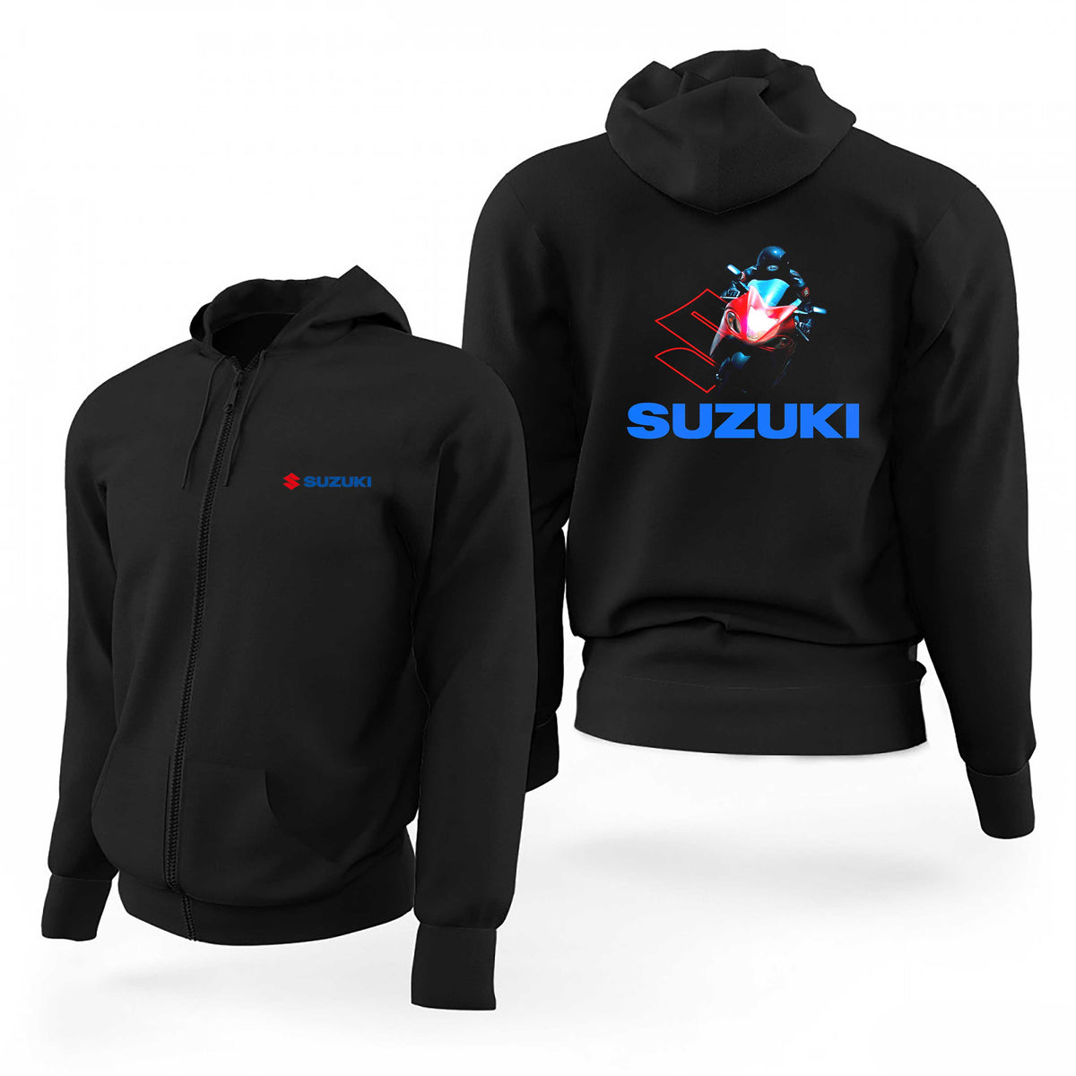 Suzuki Motogp Blue Logo Siyah Fermuarlı Limited Edition Kapşonlu Sweatshirt