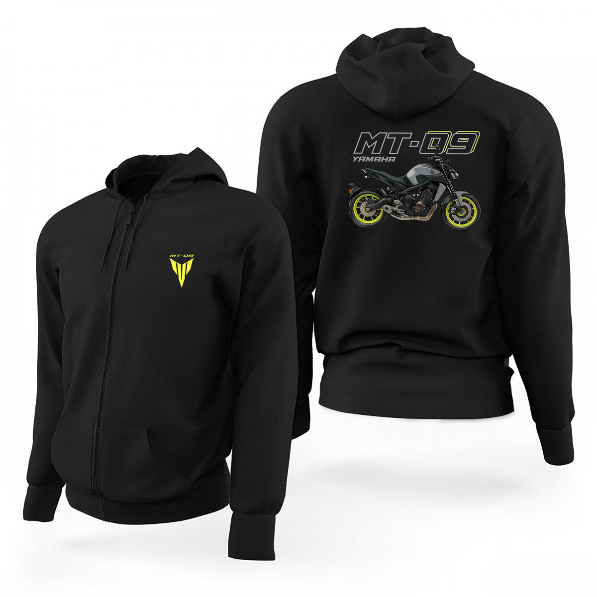 Yamaha Mt 09 Neon Logo Siyah Fermuarlı Limited Edition Kapşonlu Sweatshirt
