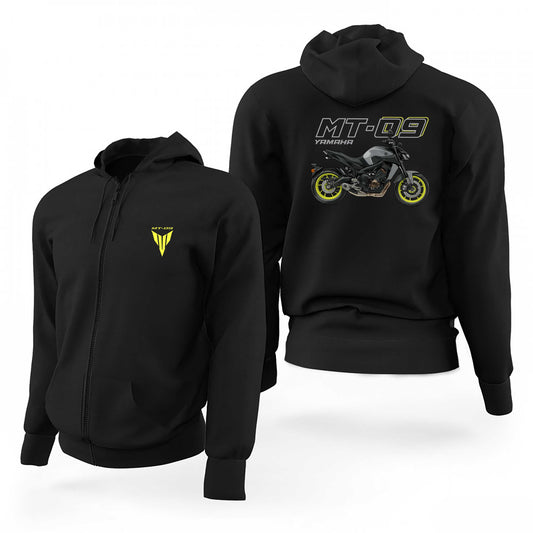 Yamaha Mt 09 Neon Logo Siyah Fermuarlı Limited Edition Kapşonlu Sweatshirt