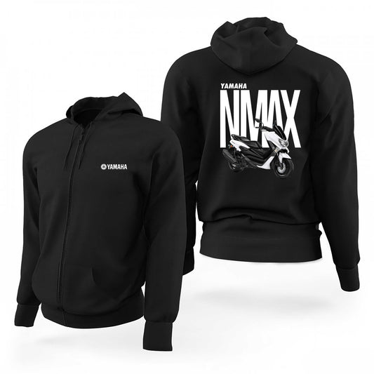 Yamaha Nmax White Logo Siyah Fermuarlı Limited Edition Kapşonlu Sweatshirt