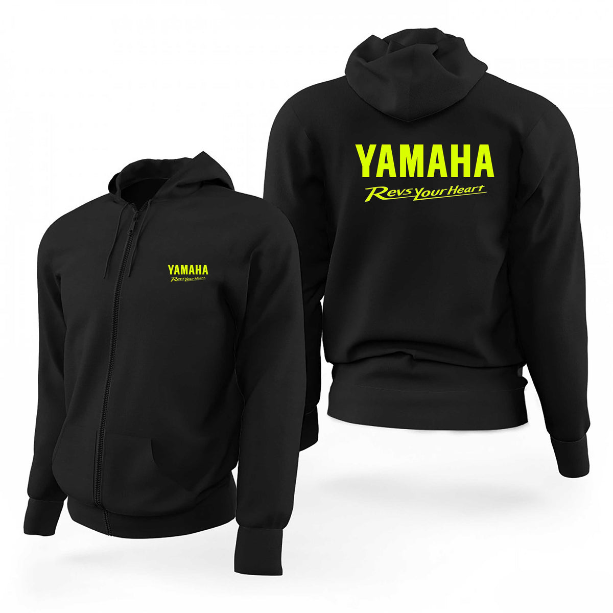 Yamaha Revs Your Heart Text Logo Siyah Fermuarlı Limited Edition Kapşonlu Sweatshirt