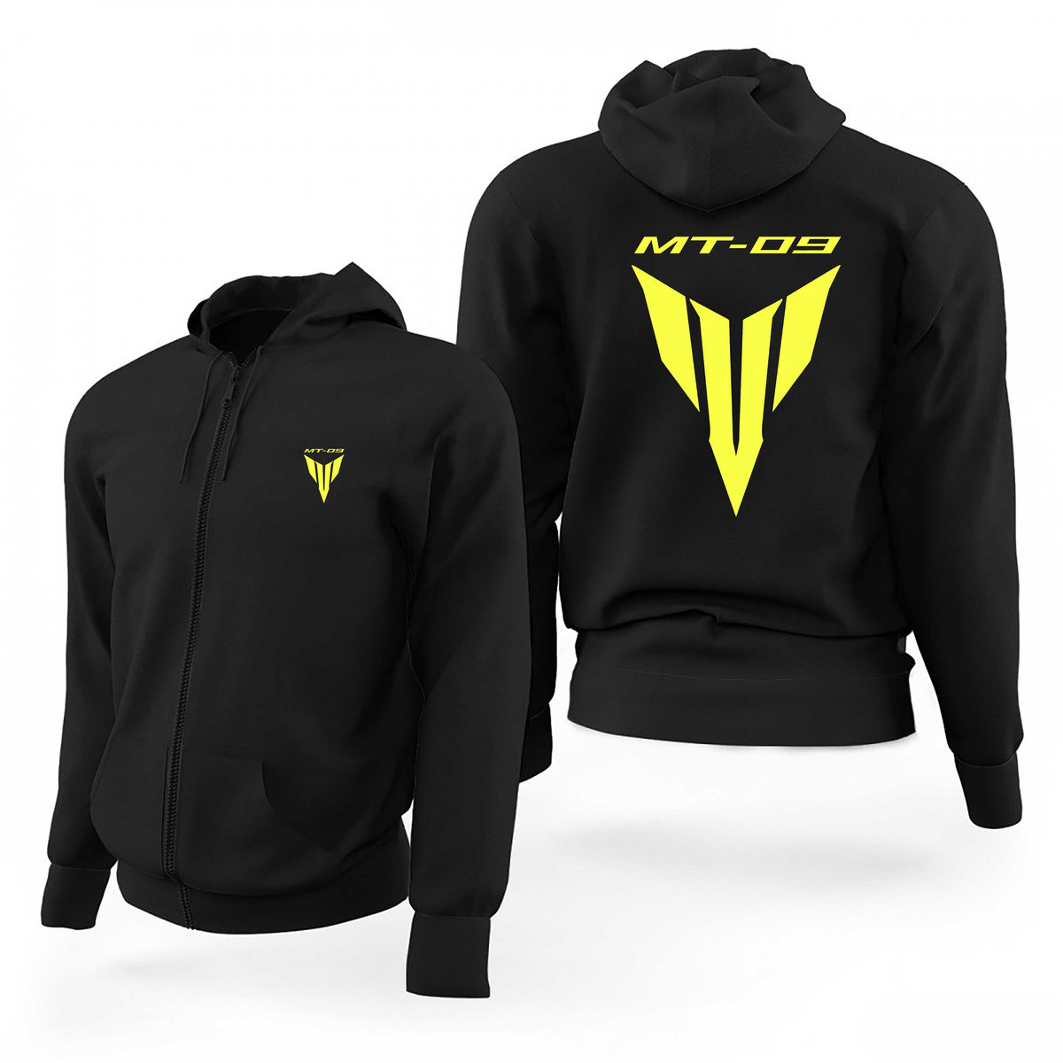 Yamaha Mt09 Neon Logo Text Siyah Fermuarlı Limited Edition Kapşonlu Sweatshirt