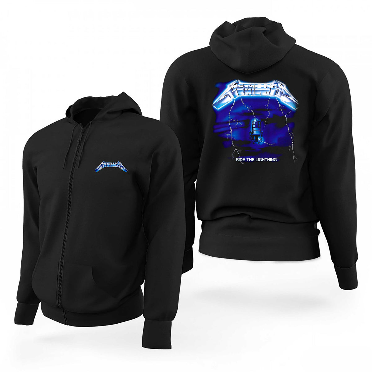 Metallica Ride The Lightning Album Siyah Fermuarlı Limited Edition Kapşonlu Sweatshirt