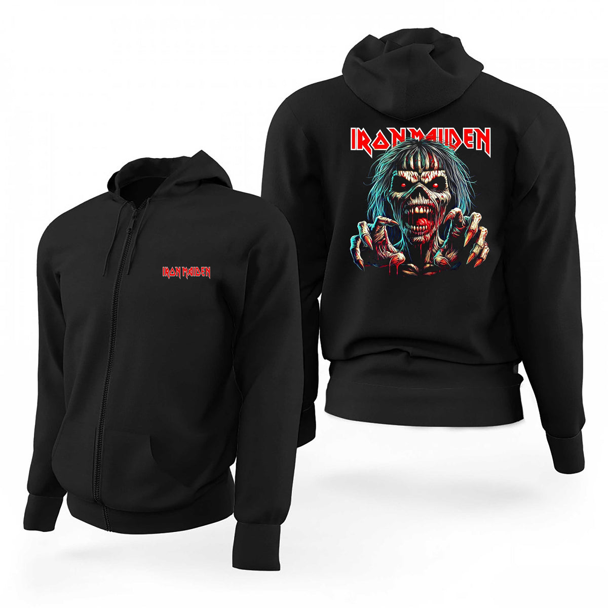 Iron Maiden Zombie Eddie Claws Face Siyah Fermuarlı Limited Edition Kapşonlu Sweatshirt