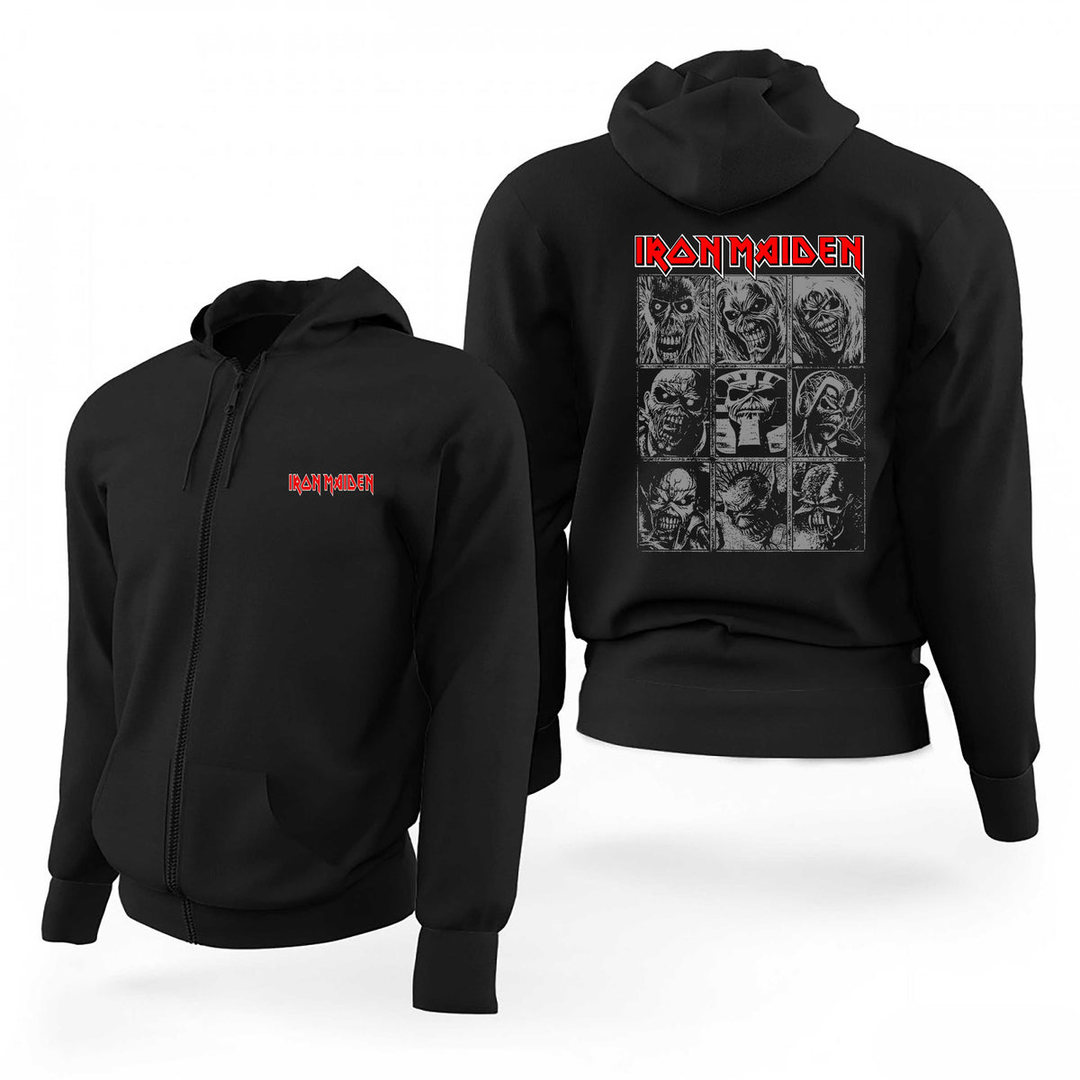 Iron Maiden Eddie Albums Siyah Fermuarlı Limited Edition Kapşonlu Sweatshirt