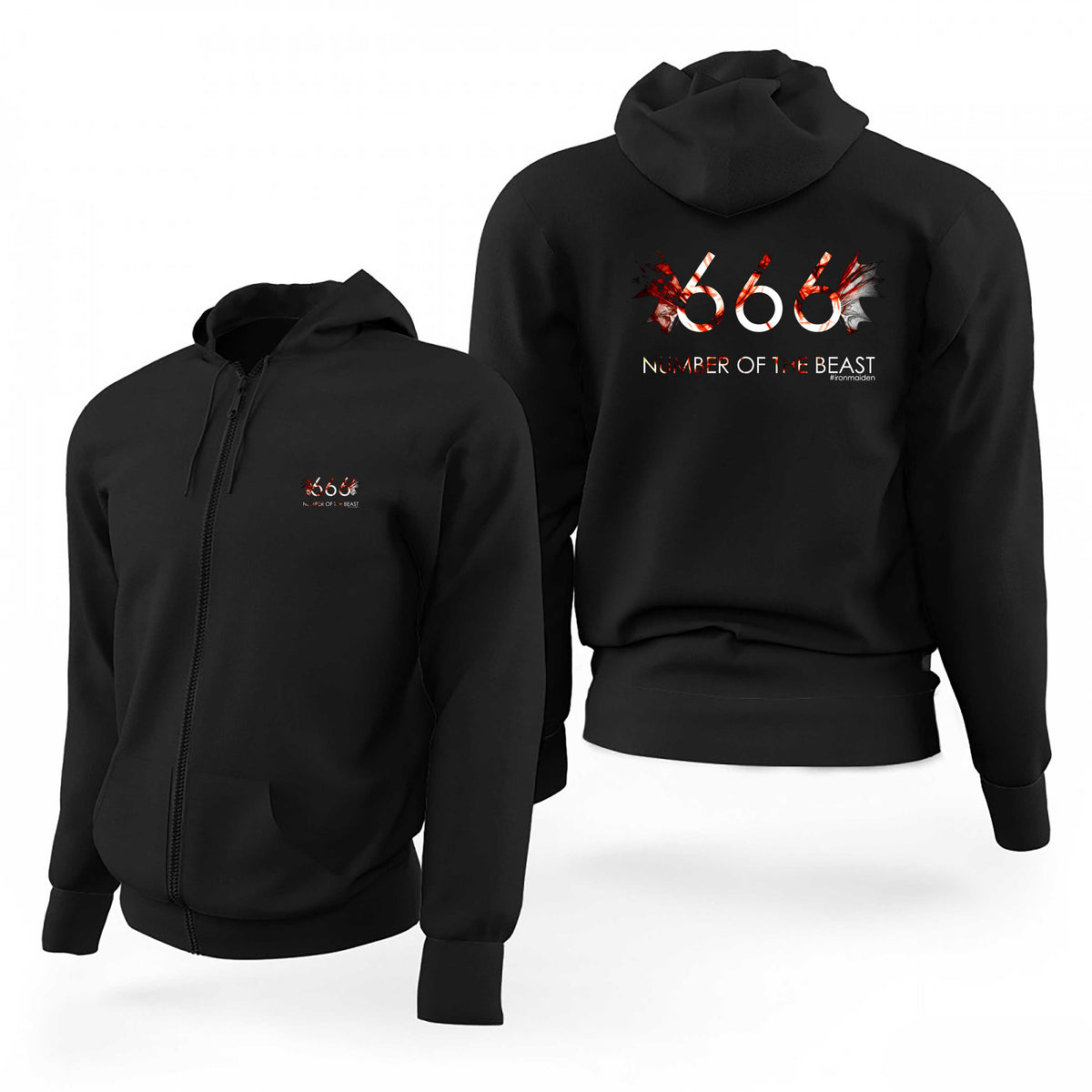 Iron Maiden 666 Number Of The Beast Siyah Fermuarlı Limited Edition Kapşonlu Sweatshirt