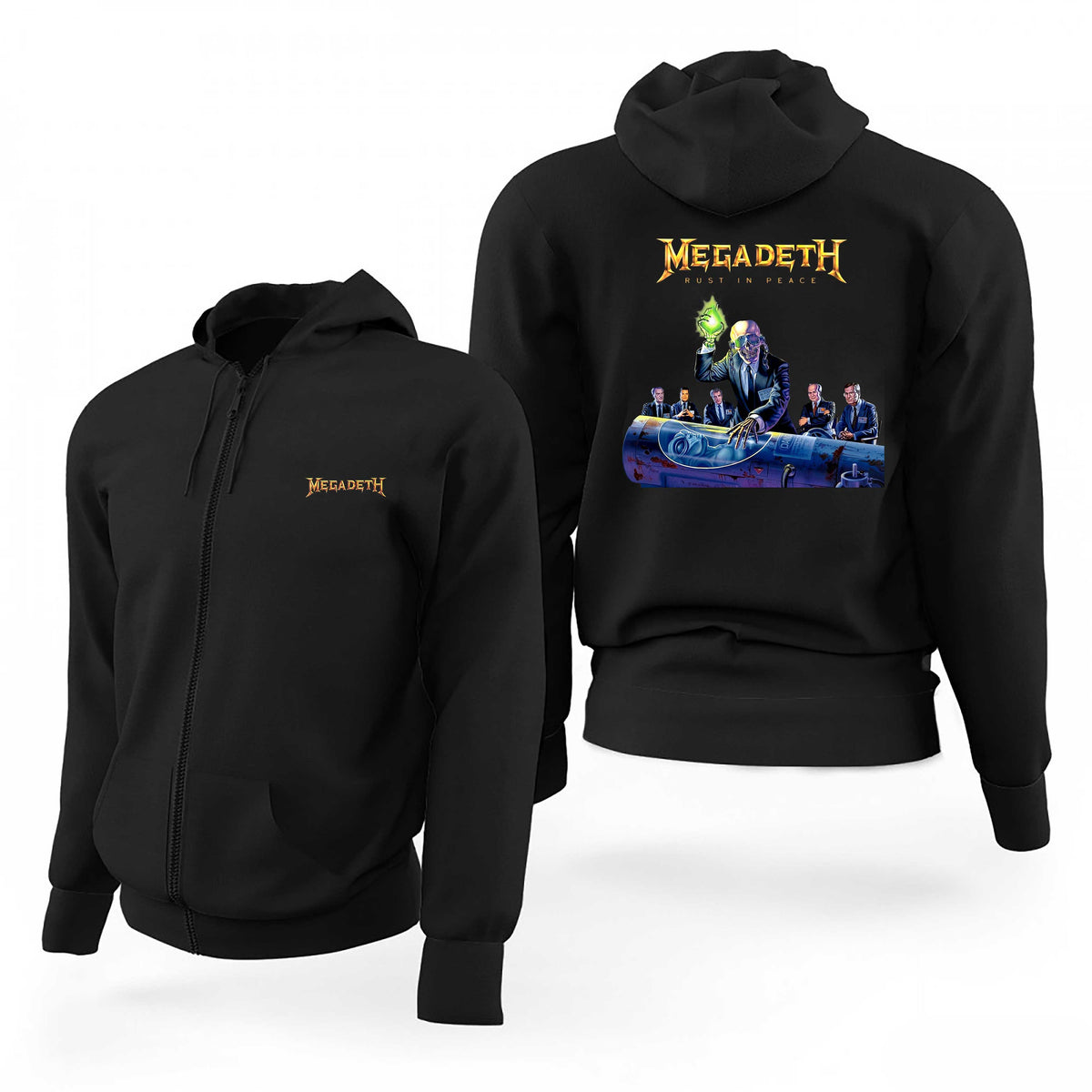 Megadeth Logo Rust İn Peace Siyah Fermuarlı Limited Edition Kapşonlu Sweatshirt