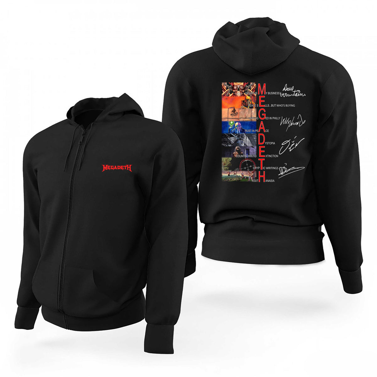 Megadeth Red Logo Albums Cover Siyah Fermuarlı Limited Edition Kapşonlu Sweatshirt