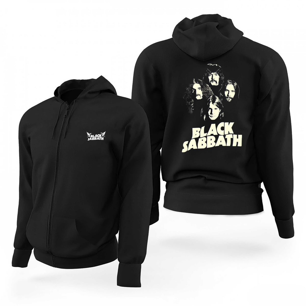 Black Sabbath Logo Grup Silüet Siyah Fermuarlı Limited Edition Kapşonlu Sweatshirt