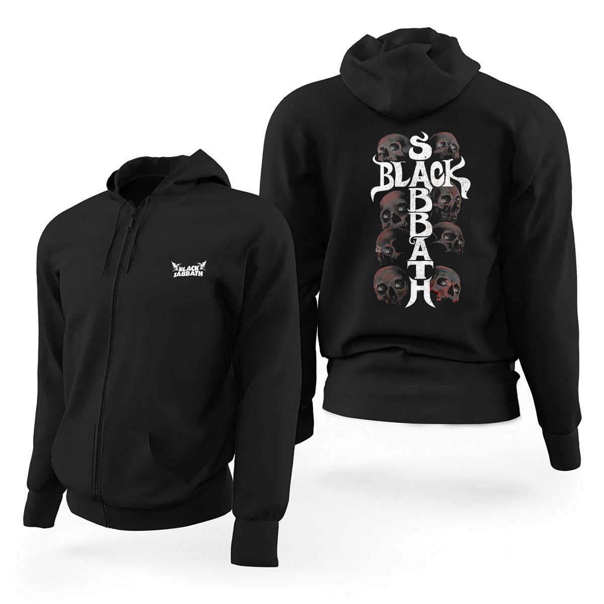 Black Sabbath Skull Text Siyah Fermuarlı Limited Edition Kapşonlu Sweatshirt