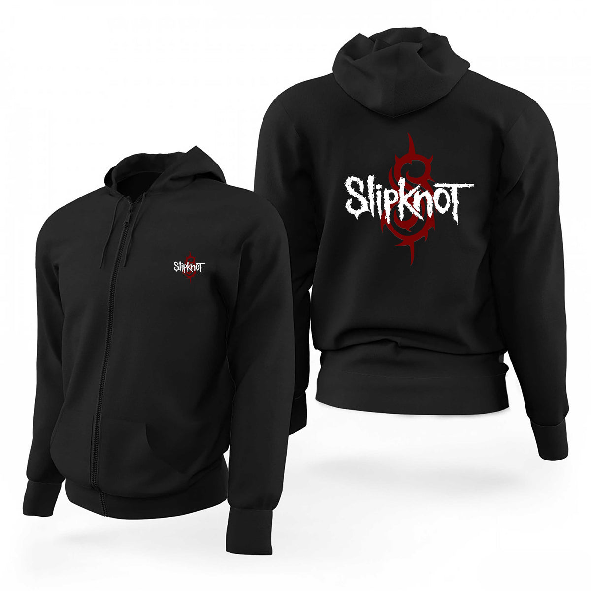 Slipknot Symboll Text Siyah Fermuarlı Limited Edition Kapşonlu Sweatshirt