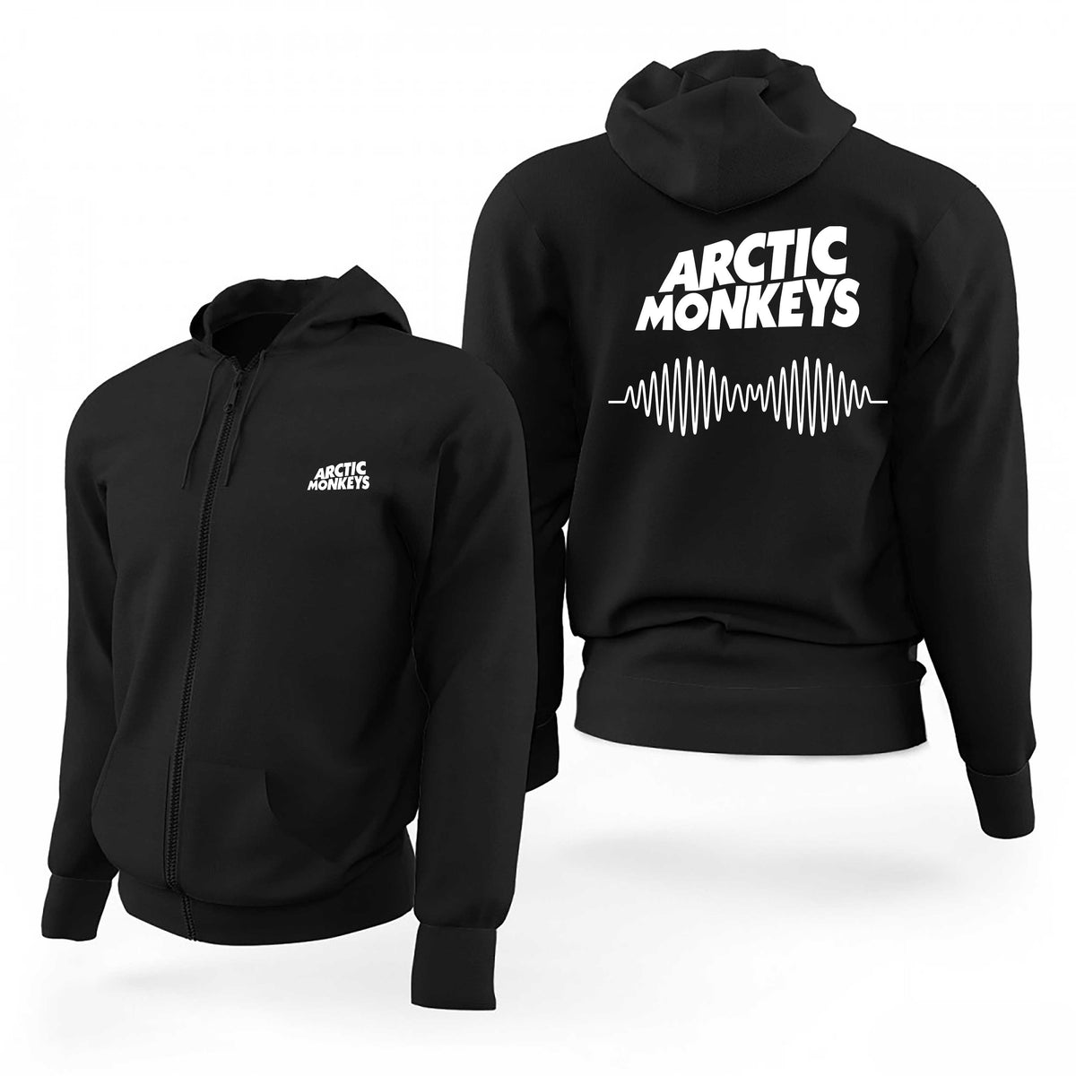Arctic Monkeys Logo Wave Siyah Fermuarlı Limited Edition Kapşonlu Sweatshirt