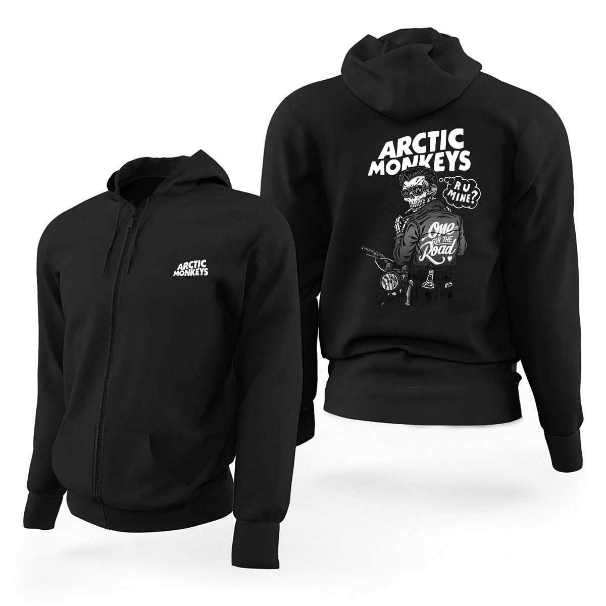 Arctic Monkeys Rider Skull Siyah Fermuarlı Limited Edition Kapşonlu Sweatshirt