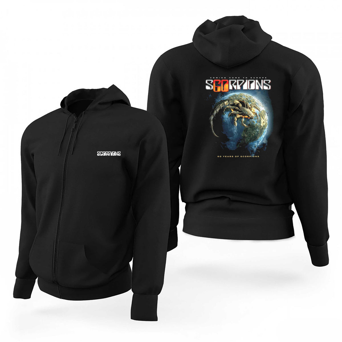 Scorpions 60 Years Siyah Fermuarlı Limited Edition Kapşonlu Sweatshirt