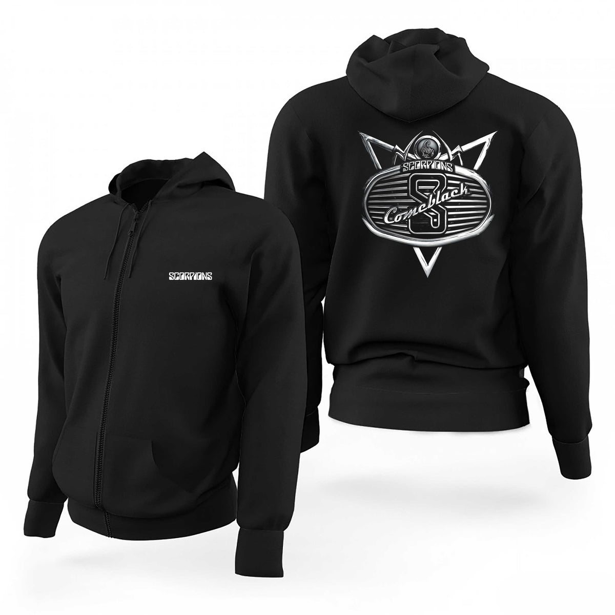 Scorpions Come Black Metalic Siyah Fermuarlı Limited Edition Kapşonlu Sweatshirt