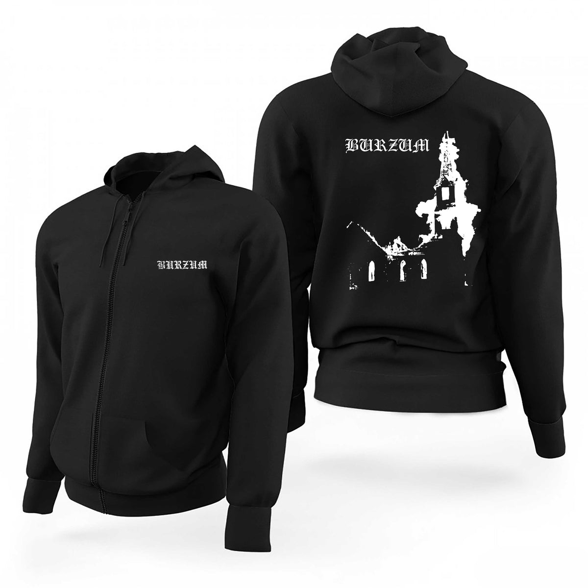 Burzum Church Text Logo Siyah Fermuarlı Limited Edition Kapşonlu Sweatshirt