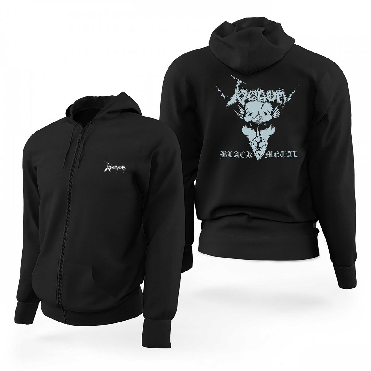 Venom Black Metal Silver Head Siyah Fermuarlı Limited Edition Kapşonlu Sweatshirt