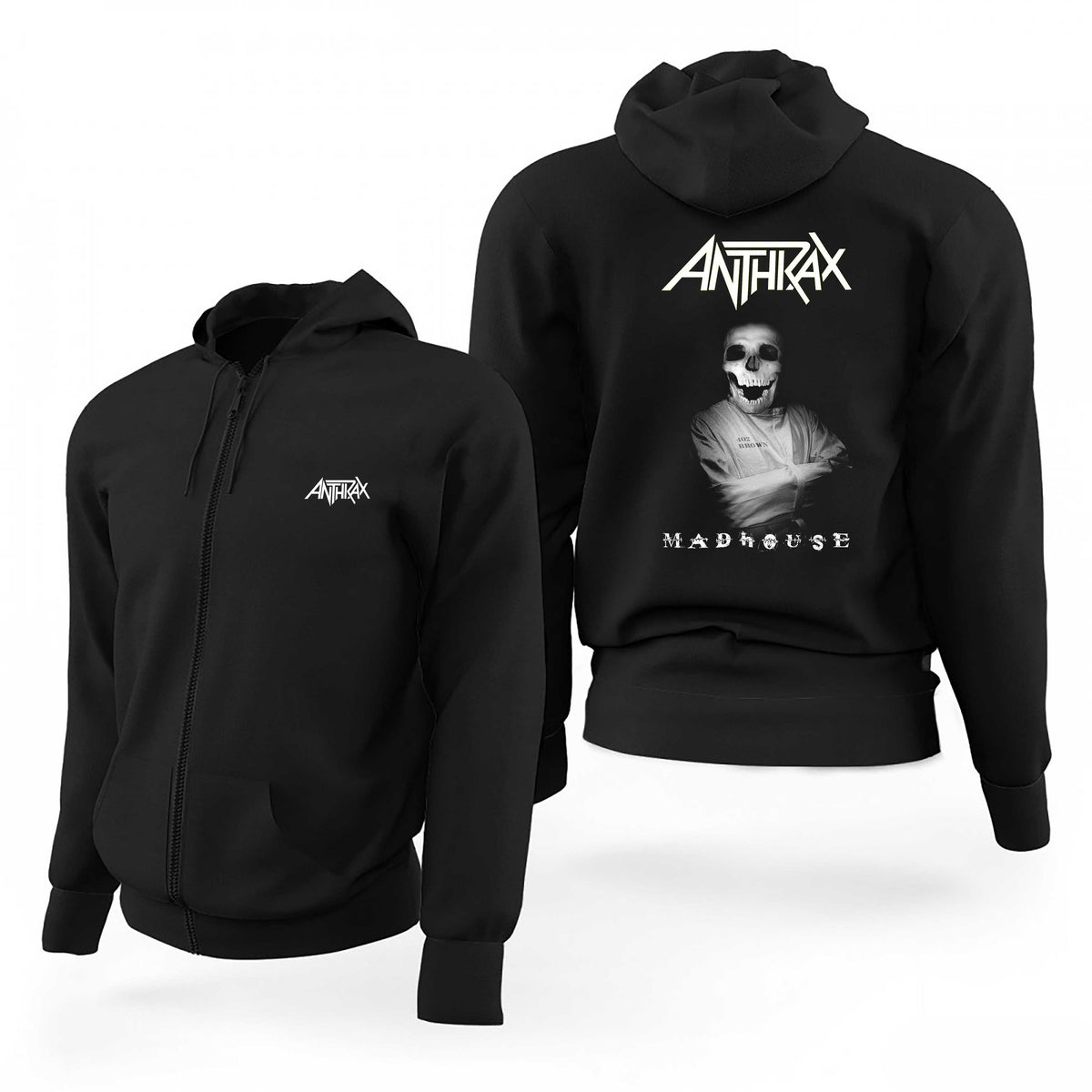 Anthrax Madhouse Psycho Siyah Fermuarlı Limited Edition Kapşonlu Sweatshirt