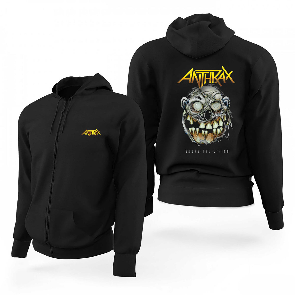 Anthrax Among The Living Siyah Fermuarlı Limited Edition Kapşonlu Sweatshirt