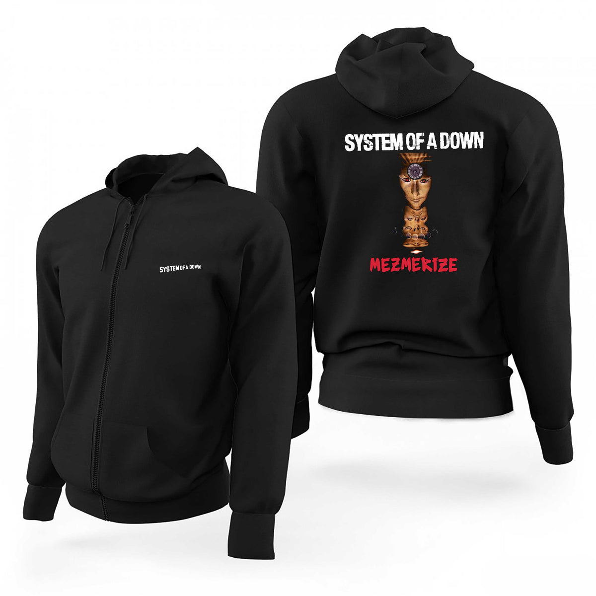 System Of A Down Mezmerize Text Siyah Fermuarlı Limited Edition Kapşonlu Sweatshirt