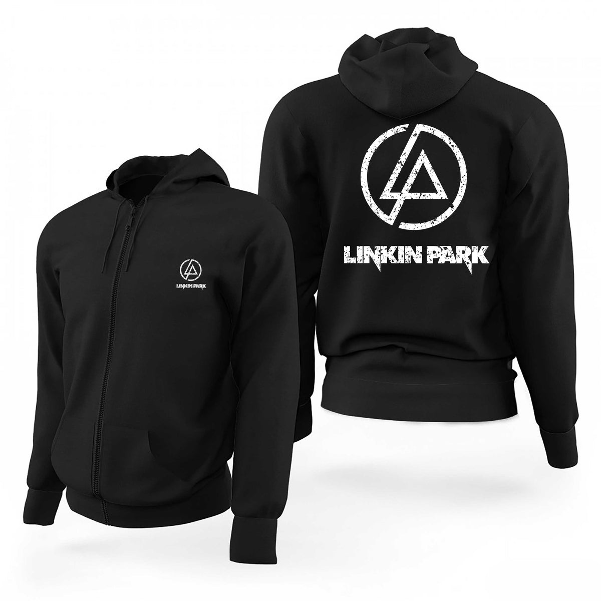 Linkin Park Logo Split Siyah Fermuarlı Limited Edition Kapşonlu Sweatshirt