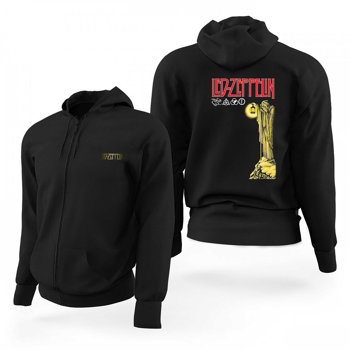 Led Zeppelin The Hermit Wall Siyah Fermuarlı Limited Edition Kapşonlu Sweatshirt