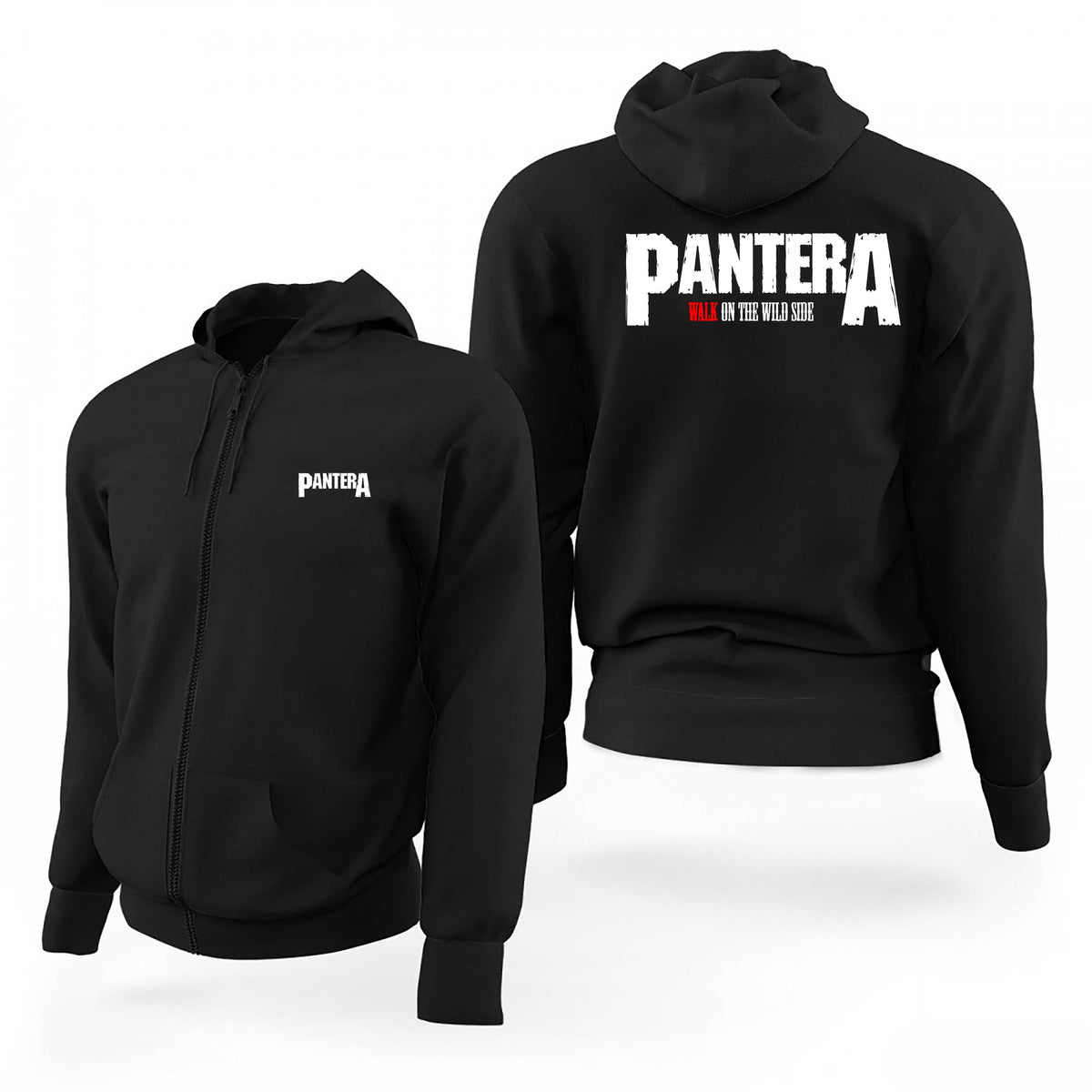 Pantera Walk On The Wild Side Text Logo Siyah Fermuarlı Limited Edition Kapşonlu Sweatshirt