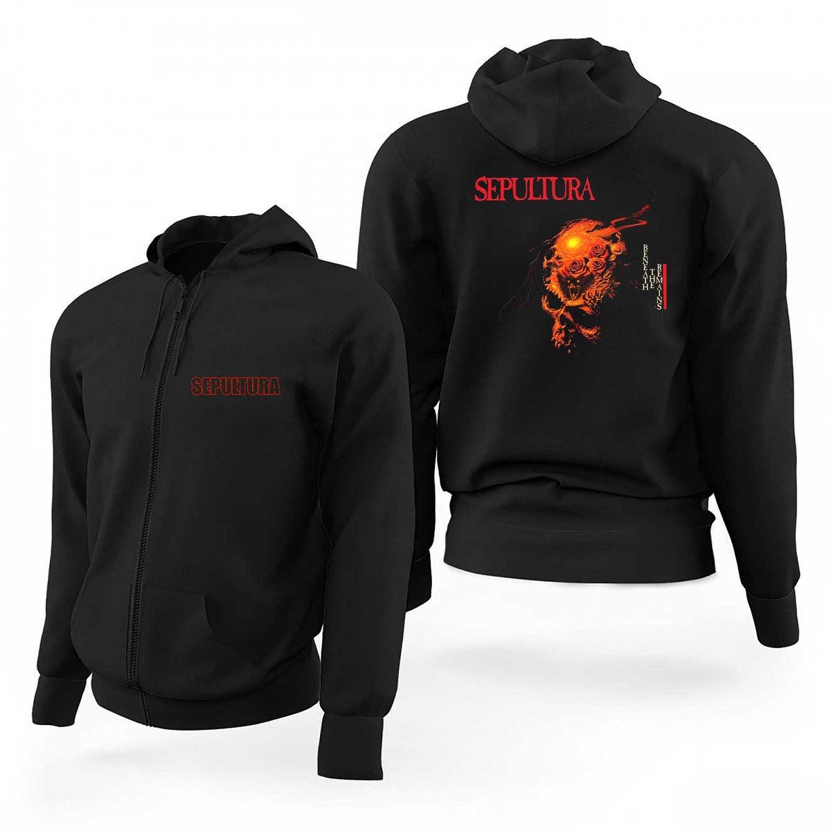 Sepultura Sepultura Red text Beneath the Remains Siyah Fermuarlı Limited Edition Kapşonlu Sweatshirt
