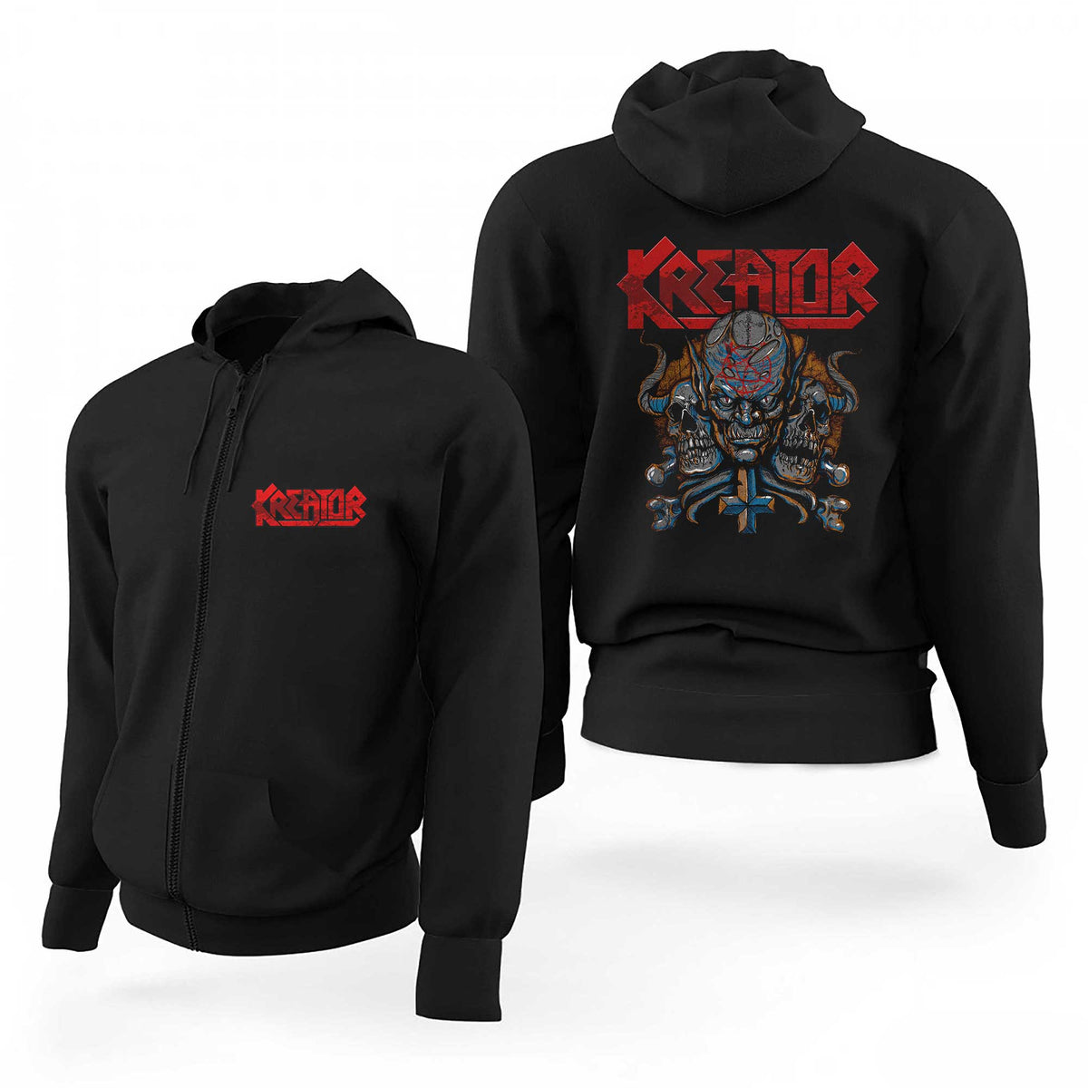 Kreator Red Text Devils Siyah Fermuarlı Limited Edition Kapşonlu Sweatshirt