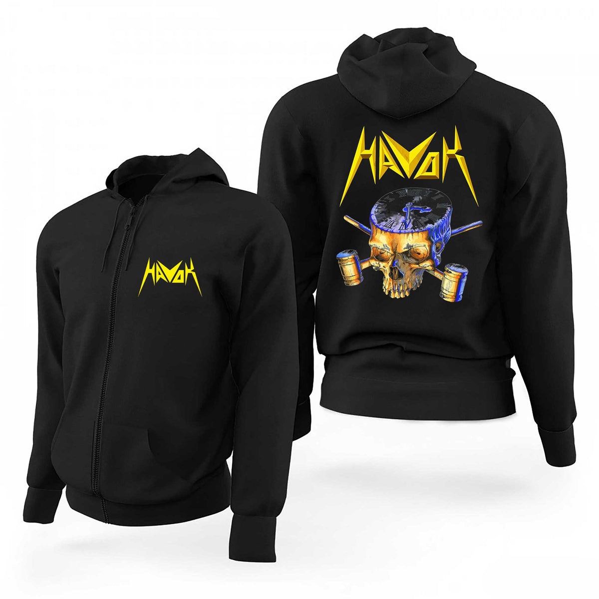 Havok Yellow Logo Band Deals Merch Siyah Fermuarlı Limited Edition Kapşonlu Sweatshirt