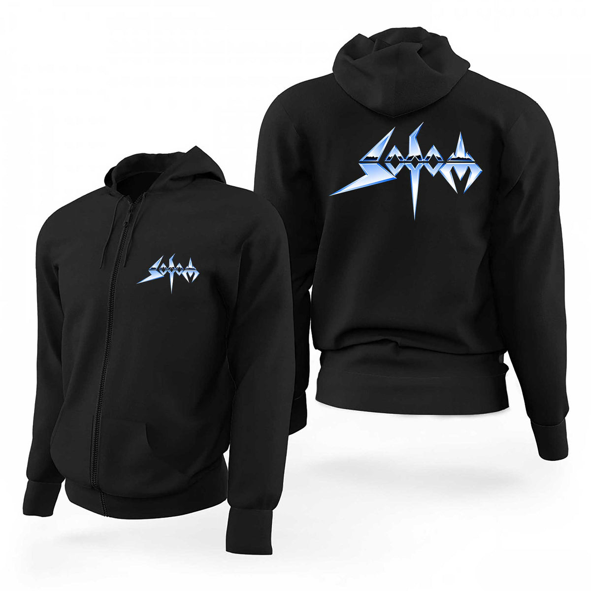 Sodom Logo Text Siyah Fermuarlı Limited Edition Kapşonlu Sweatshirt