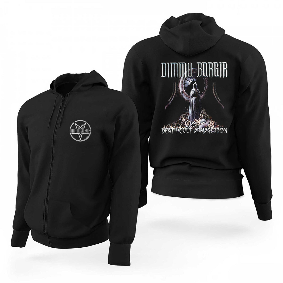 Dimmu Borgir Pentagram Death Cult Armageddon Siyah Fermuarlı Limited Edition Kapşonlu Sweatshirt