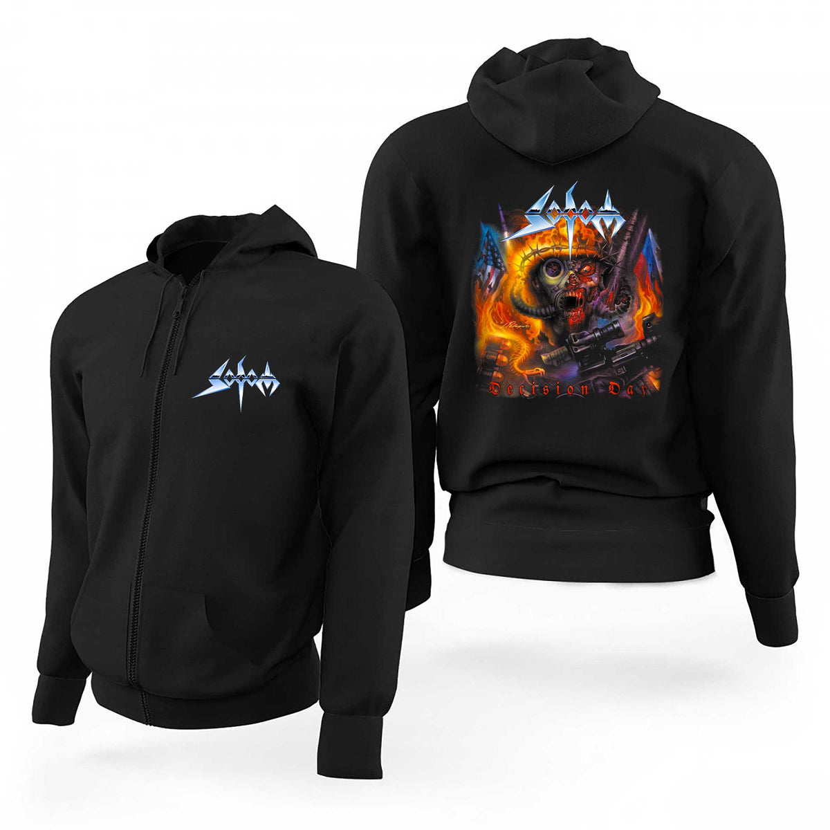 Sodom Logo Decision Siyah Fermuarlı Limited Edition Kapşonlu Sweatshirt