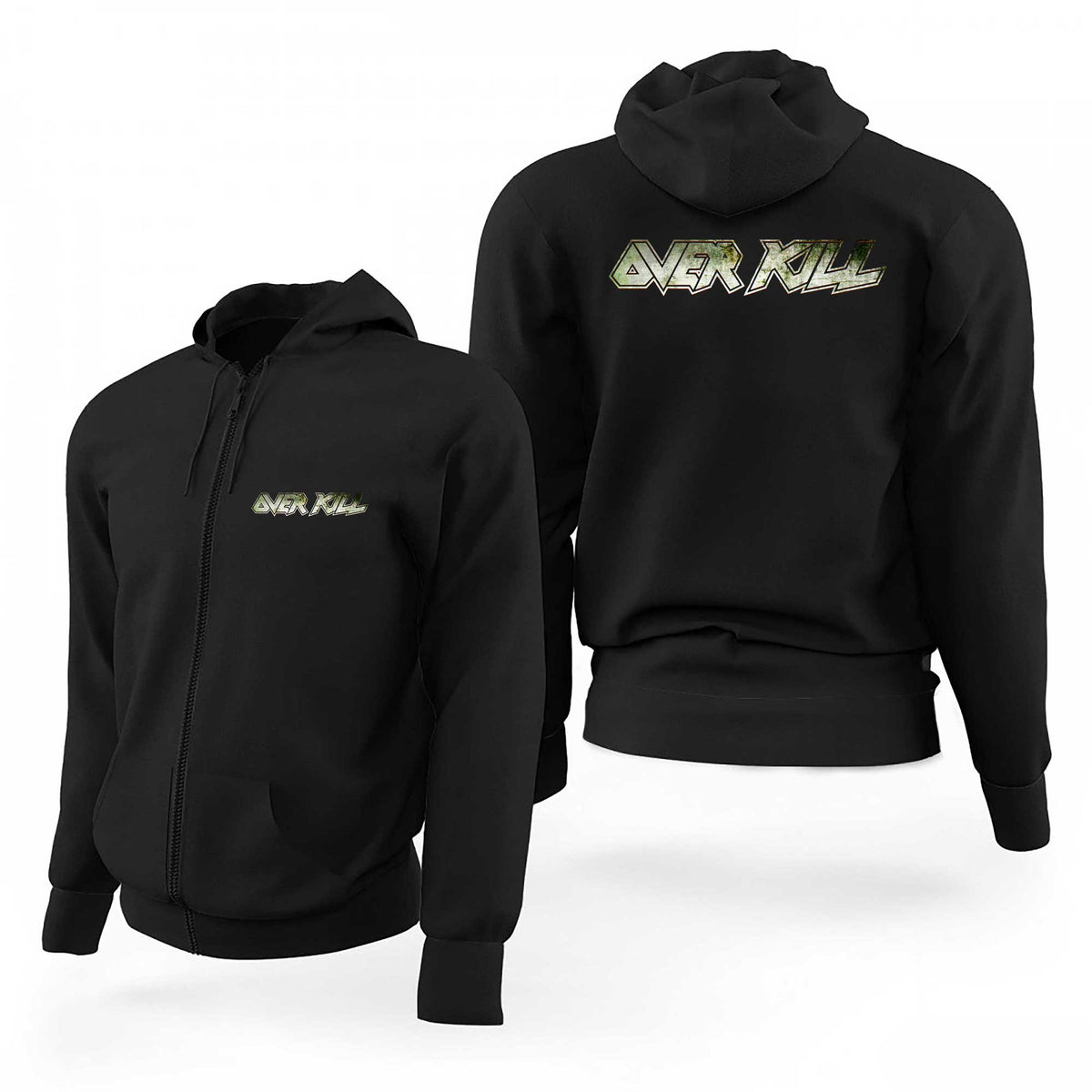Overkill Logo Text Siyah Fermuarlı Limited Edition Kapşonlu Sweatshirt