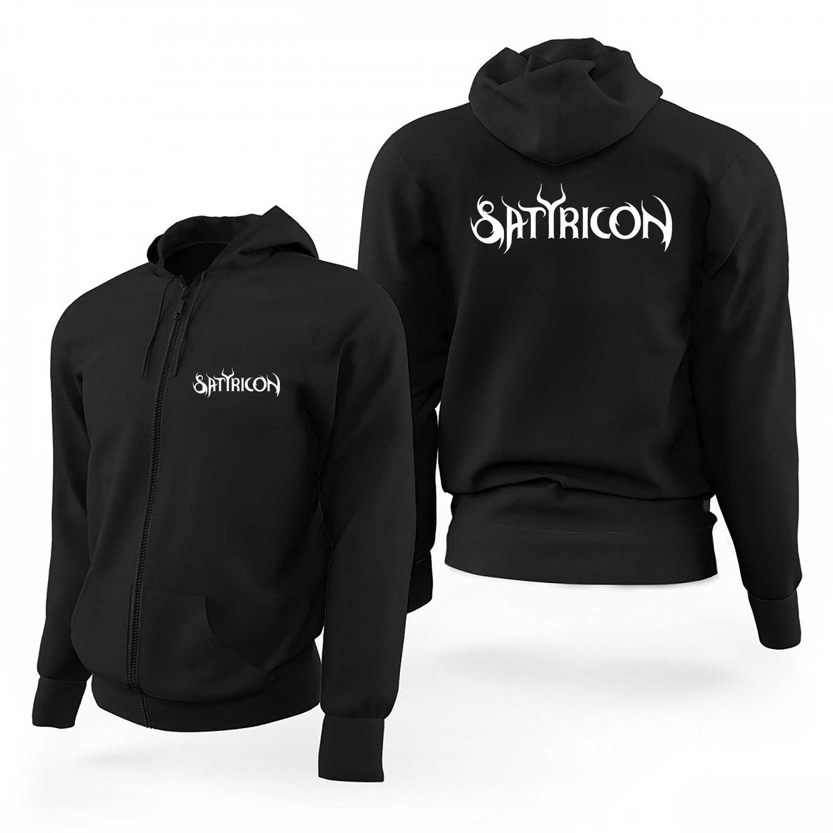 Satyricon Logo Text Siyah Fermuarlı Limited Edition Kapşonlu Sweatshirt