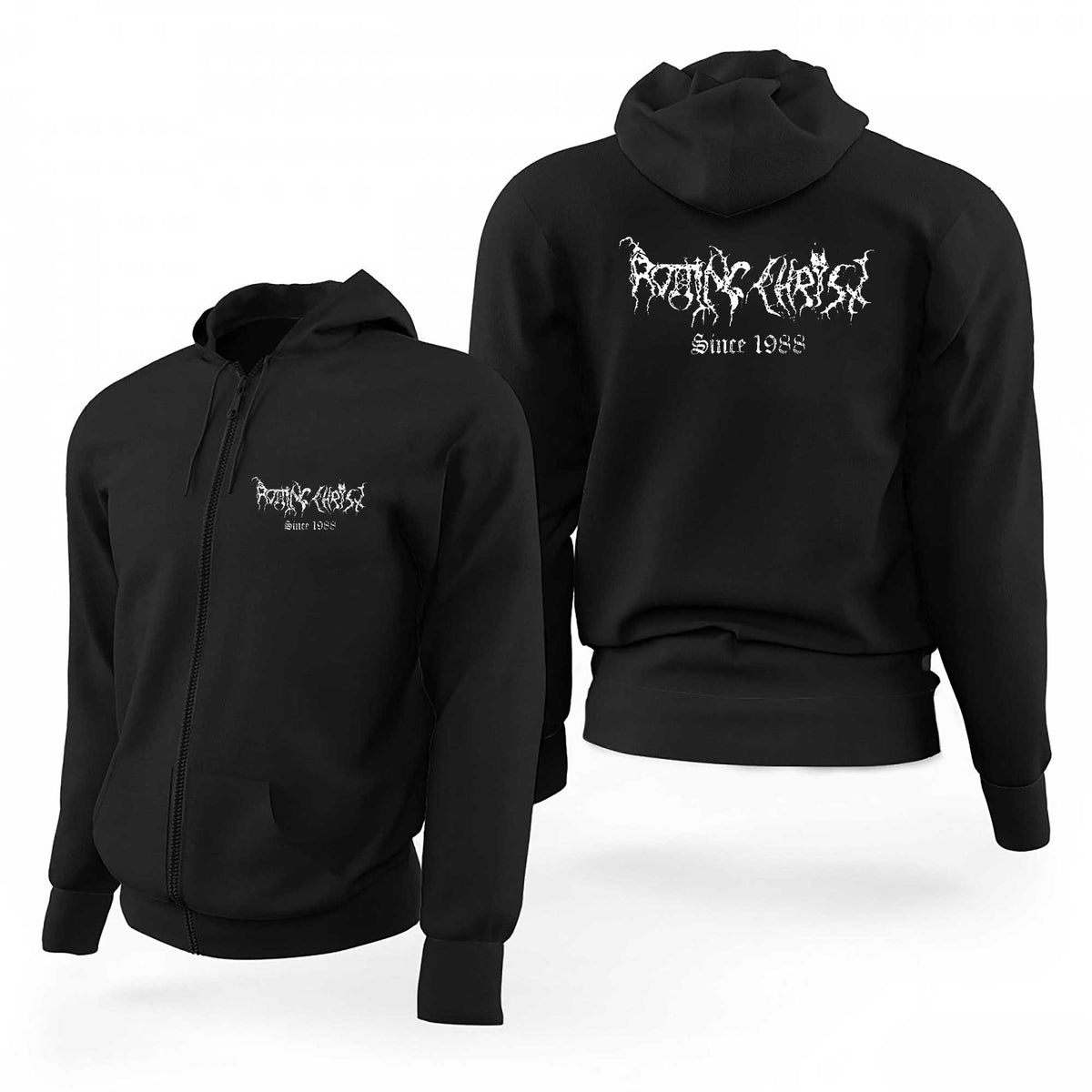 Rotting Christ Text Siyah Fermuarlı Limited Edition Kapşonlu Sweatshirt