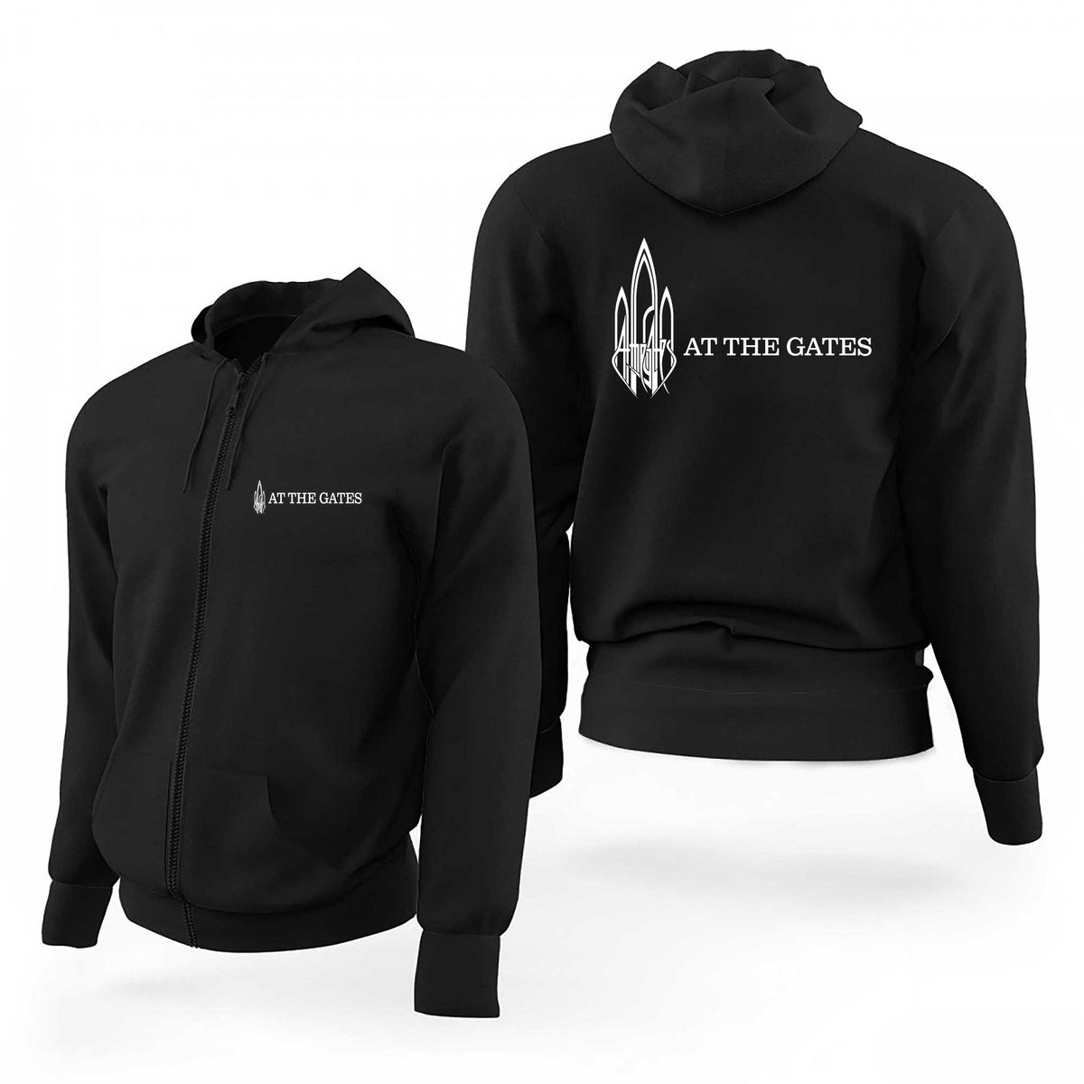 At The Gates Logo Text Siyah Fermuarlı Limited Edition Kapşonlu Sweatshirt