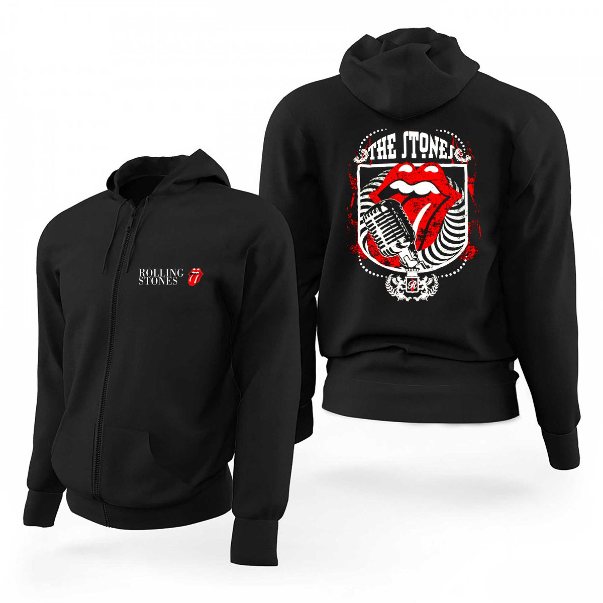 Rolling Stones Vintage Siyah Fermuarlı Limited Edition Kapşonlu Sweatshirt