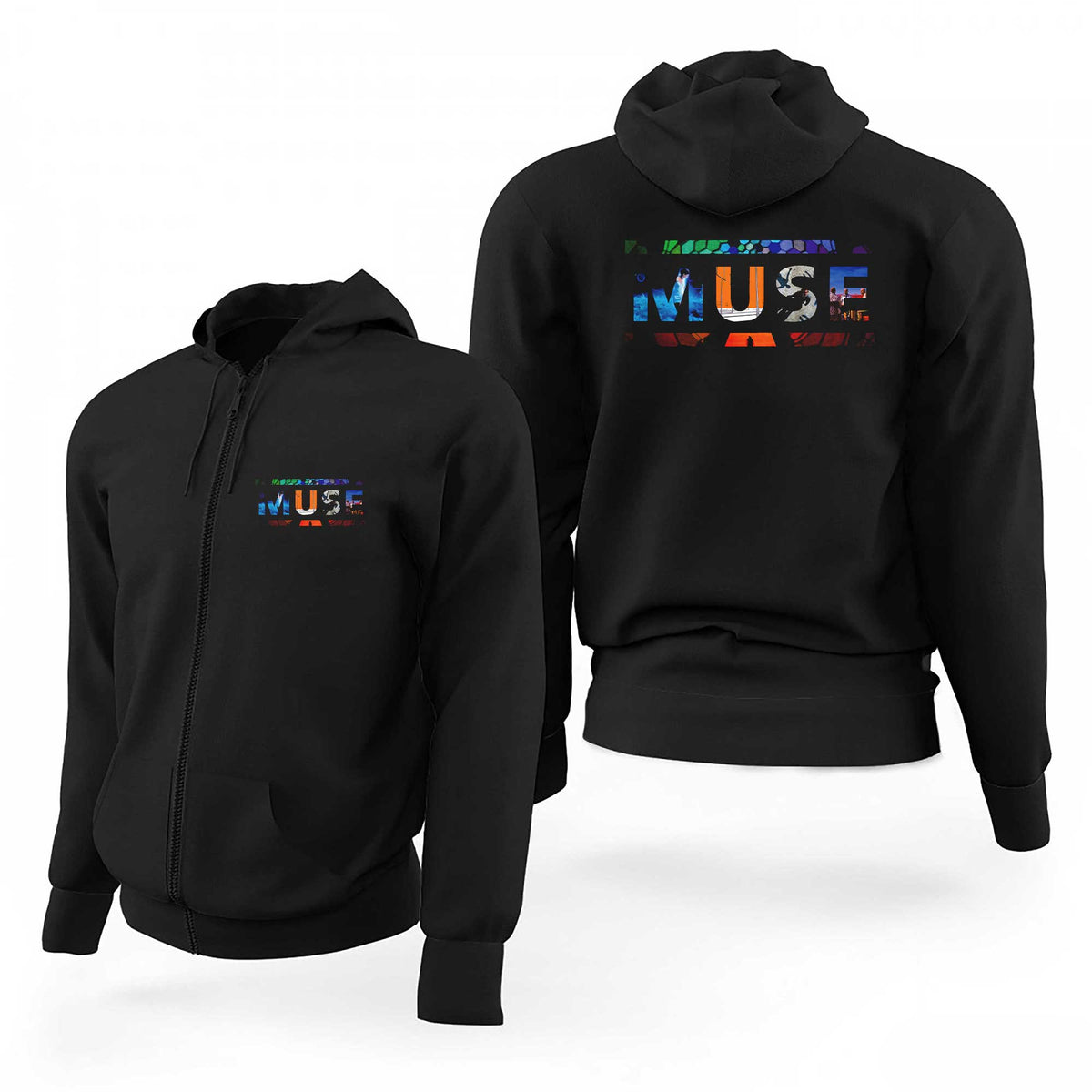 Muse Covers CMYK Logo Siyah Fermuarlı Limited Edition Kapşonlu Sweatshirt