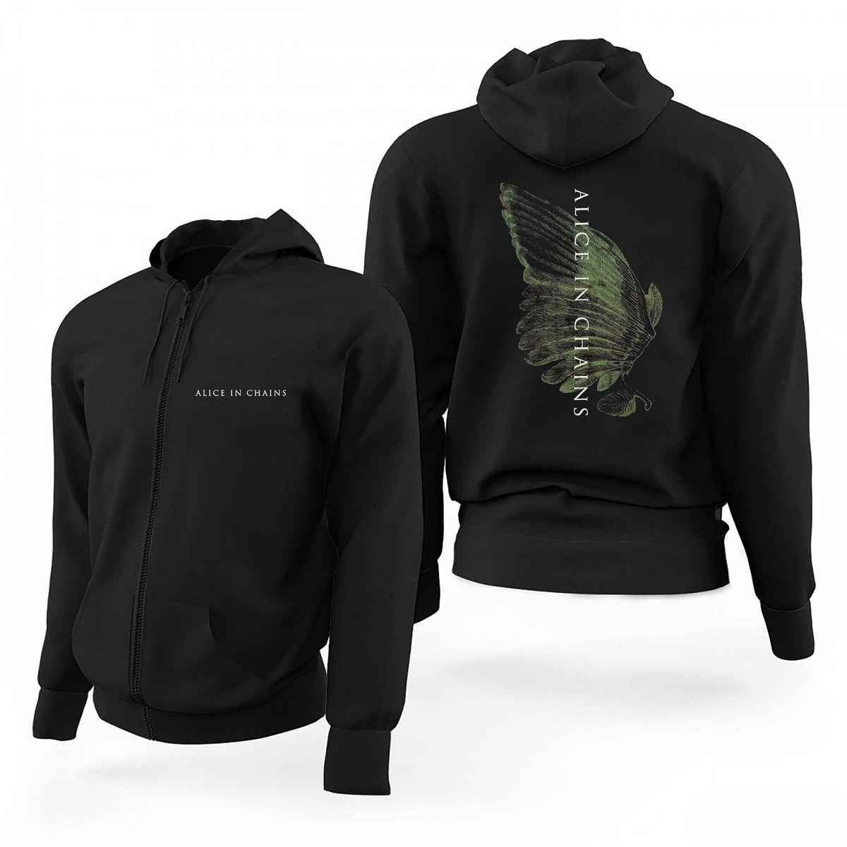 Alice in Chains Text Wing Siyah Fermuarlı Limited Edition Kapşonlu Sweatshirt