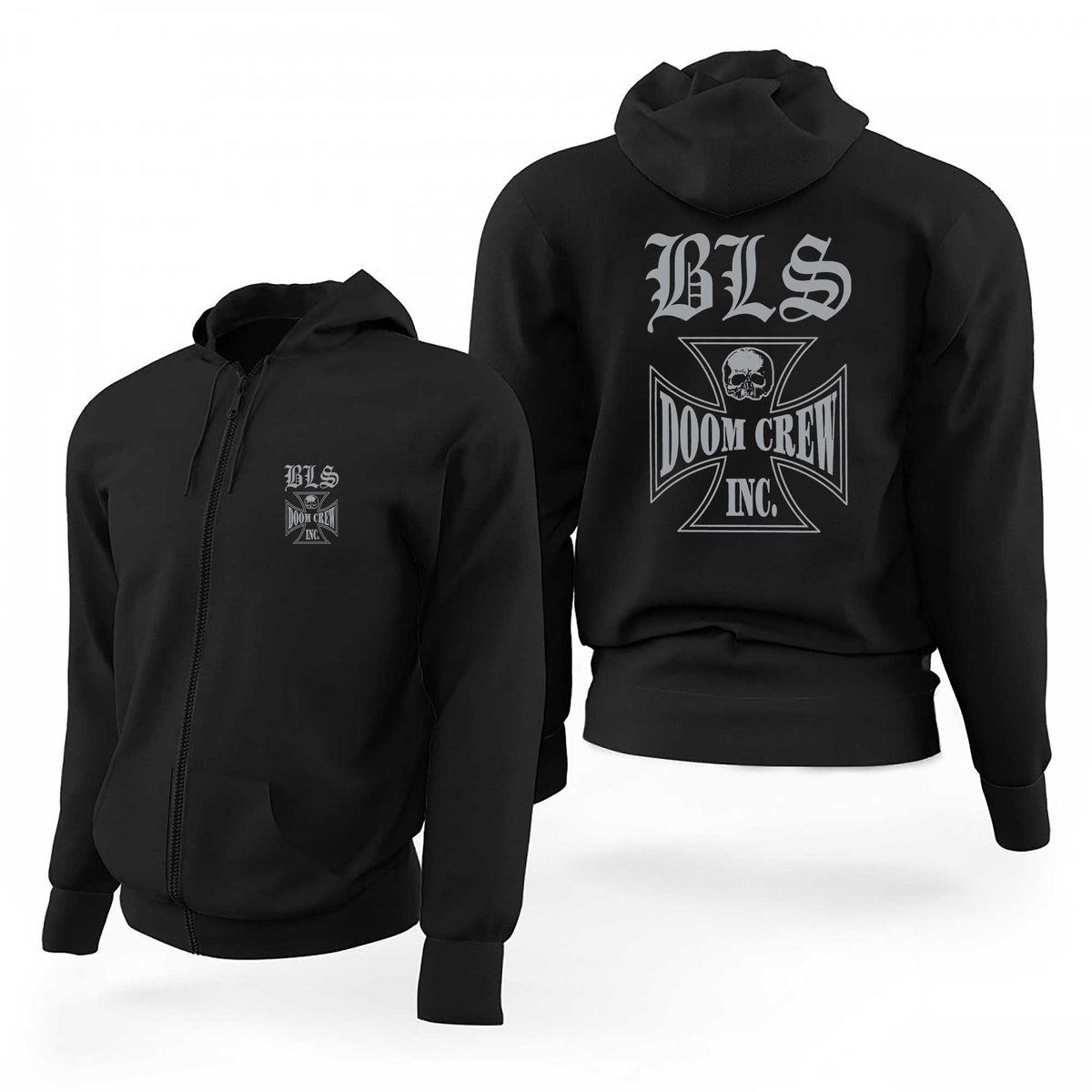 Black Label Society BLS logo Doom Crew Siyah Fermuarlı Limited Edition Kapşonlu Sweatshirt