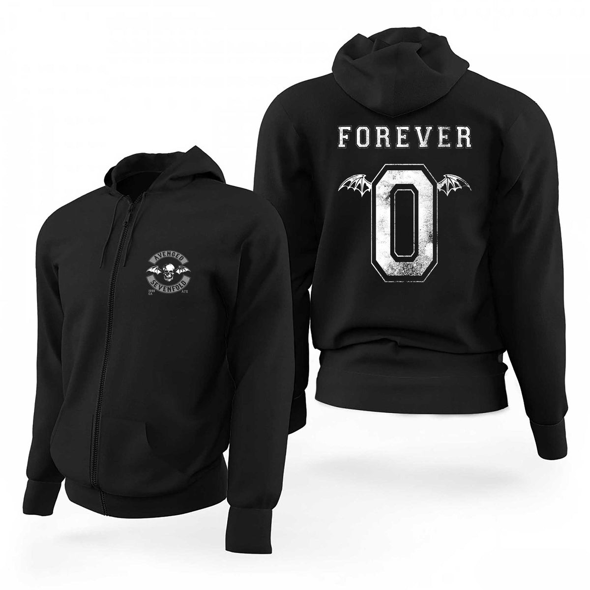 Avenged Sevenfold Back Path Zero Siyah Fermuarlı Limited Edition Kapşonlu Sweatshirt