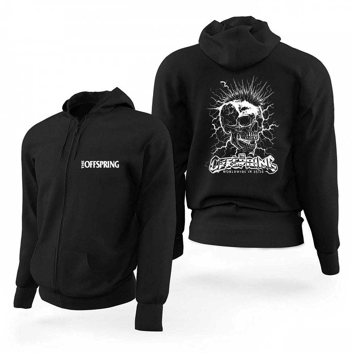 The Offspring Text Mohawk Siyah Fermuarlı Limited Edition Kapşonlu Sweatshirt