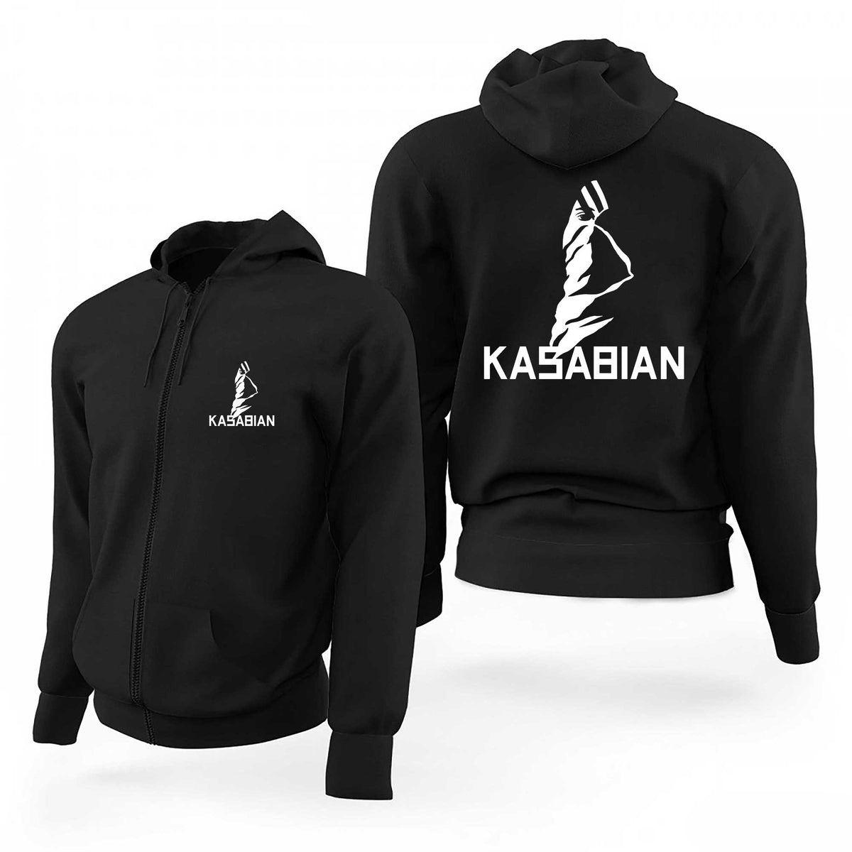 Kasabian Silüet Text Siyah Fermuarlı Limited Edition Kapşonlu Sweatshirt