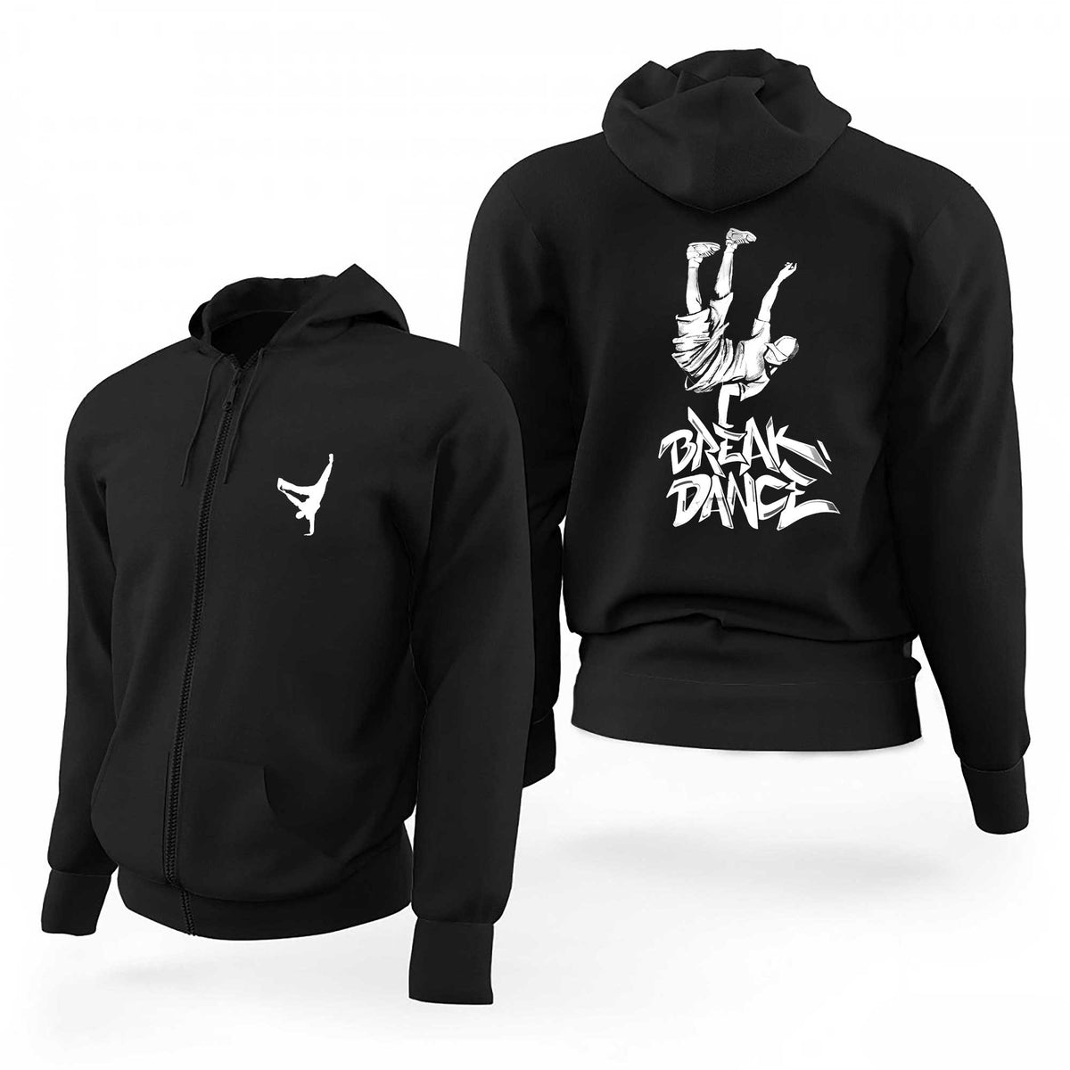 Break Dance Figure Text Siyah Fermuarlı Limited Edition Kapşonlu Sweatshirt