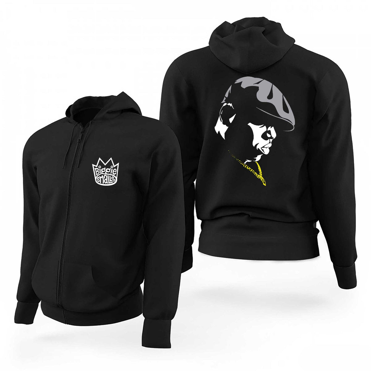 Biggie Smallls King Crown Stencil Siyah Fermuarlı Limited Edition Kapşonlu Sweatshirt